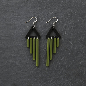 Australian-made Maine and Mara colour pop olive CHIMETTES Statement Earrings with hook