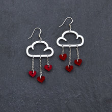 Load image into Gallery viewer, Red Cloud and Love Heart Dangle Earrings with Hook handmade by Maine and Mara