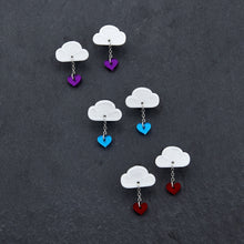 Load image into Gallery viewer, Various Colours Of The LOVE RAINDROPS Cloud and Heart Earrings by Maine and Mara