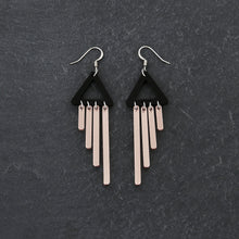 Load image into Gallery viewer, Australian-made Maine and Mara Pride rose gold CHIMETTES Statement Earrings with hook