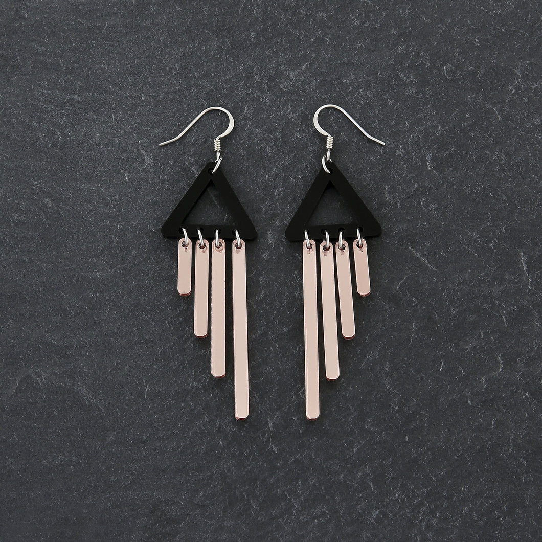 Australian-made Maine and Mara Pride rose gold CHIMETTES Statement Earrings with hook