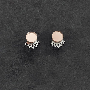 Australian-made Crown Jacket Statement Studs in rose gold by Maine and Mara