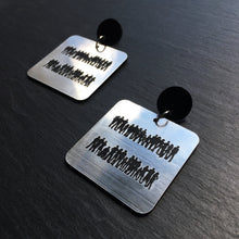 Load image into Gallery viewer, Handmade Maine and Mara EQUALITY DANGLES Statement Earrings in Silver