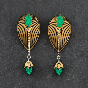 THE Australian handmade ATHENA Gold and Emerald gem customisable Earrings by Maine and Mara