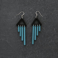 Load image into Gallery viewer, Australian-made Maine and Mara colour pop teal CHIMETTES Statement Earrings with hook