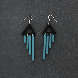 Australian-made Maine and Mara colour pop teal CHIMETTES Statement Earrings with hook