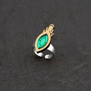 Maine And Mara Handmade In Australia MARQUISE WARRIOR Art Deco Adjustable Ring In Emerald