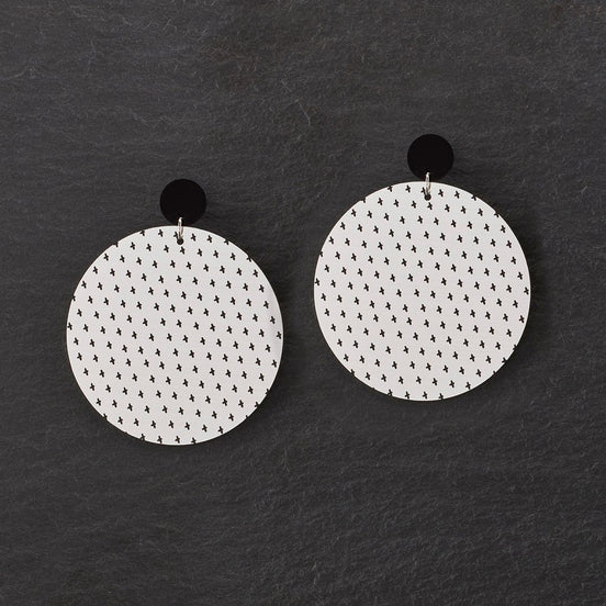 Pair Of Large Silver Oversized Maine And Mara PLUS SIDE Bold Round statement Earrings