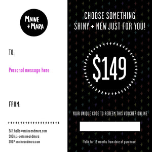 Maine and Mara personalised I'M NOT SURE WHAT TO GIVE GIFT VOUCHERS $149