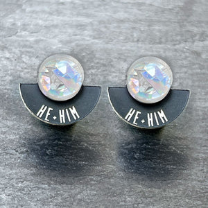 Earrings FEARLESSLY FLUID Pronoun Studs Changeable Pronoun mini studs | statement earrings