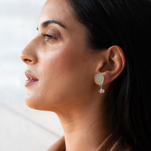 Load image into Gallery viewer, Jacket Earrings AJA Jade Droplet Stud Earrings with crystal hanging back