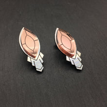 Load image into Gallery viewer, Maine and Mara LARGE ATHENA Art Deco Rose Gold Stud Earrings without shield, Handmade in Australia