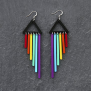 Pride RAINBOW CHEEKY CHIMES Lightweight Statement earrings with hooks handmade by Maine and Mara