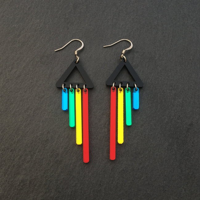 Handmade Maine and Mara Pride RAINBOW CHIMETTES Children's Earrings with hook