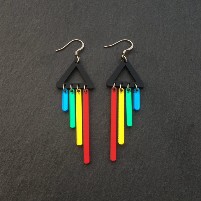 Handmade Maine and Mara Pride RAINBOW CHIMETTES Children's Earrings with hook