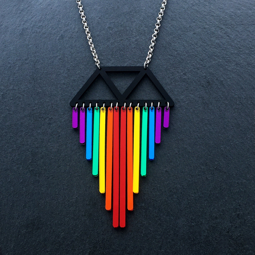 Handmade Maine and Mara SHORT Pride RAINBOW CHIMES NECKLACE