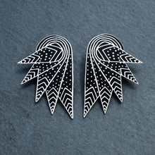 Load image into Gallery viewer, Australian-made THE COCKIE COLLAB Wings Clip-On Statement Earrings by Maine and Mara and Mulga the Artist