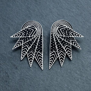 Maine And Mara Corey Wings Studs Satement Earrings In Collaboration With Mulga The Artist