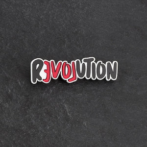 Meaningful LOVE REVOLUTION Statement Brooch handmade by Maine and Mara