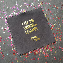Load image into Gallery viewer, maine-and-mara-screen-printed-gold-foil-black-jewellery-cleaning-cloth