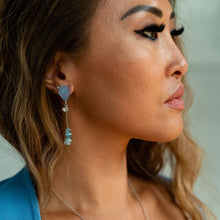 Load image into Gallery viewer, Jacket Earrings AJA Aqua Droplet Stud Earrings with crystal hanging back