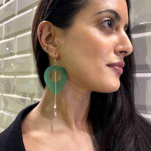 Earrings AJA Lariat Style Earrings | Forest Green and Crystal AJA |  Forest Green and Crystal Lariat Style Earrings