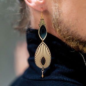 Earrings ATHENA | Black and Gold Art Deco Drop Earrings