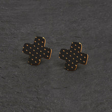 Load image into Gallery viewer, Pair Of Unisex Maine And Mara Unisex Black BISOUS KISS Statement Studs, Handmade in Australia