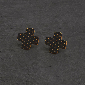 Pair Of Unisex Maine And Mara Unisex Black BISOUS KISS Statement Studs, Handmade in Australia