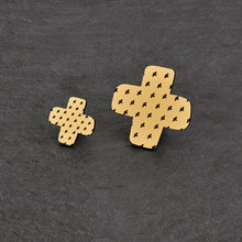 Load image into Gallery viewer, Genderless Maine And Mara Gold BISOUS KISS Statement Studs In Large And Small, Handmade in Australia