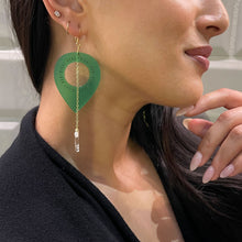Load image into Gallery viewer, Earrings AJA Lariat Style Earrings | Forest Green and Crystal AJA |  Forest Green and Crystal Lariat Style Earrings