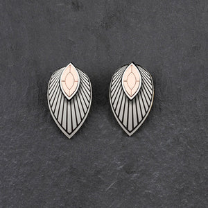 Maine And Mara Large Rose Gold And Silver CLIP ON ATHENA STUDS, Handmade In Australia