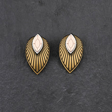 Load image into Gallery viewer, Maine And Mara Rose Gold CLIP ON ATHENA Studs In Silver with Gold Magnetic Jackets, Handmade In Australia