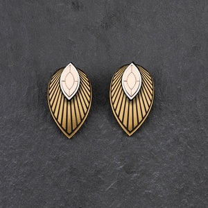 Maine And Mara Rose Gold CLIP ON ATHENA Studs In Silver with Gold Magnetic Jackets, Handmade In Australia