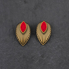 Load image into Gallery viewer, Maine And Mara Ruby Red CLIP ON ATHENA Studs with Gold Magnetic Jackets, Handmade In Australia