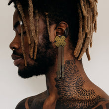 Load image into Gallery viewer, Seyi Ariyo Wearing Unisex Maine And Mara Unisex BISOUS KISSES + KINKS STUDS Statement Dangles, Handmade in Australia