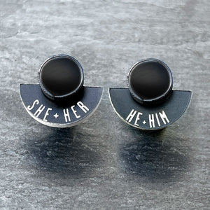 Earrings FEARLESSLY FLUID Pronoun Studs Changeable Pronoun mini studs | statement earrings