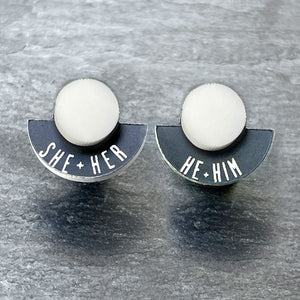 Earrings FEARLESSLY FLUID Pronoun Studs Changeable Pronoun mini studs | statement earrings