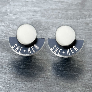 Earrings FEARLESSLY FLUID Pronoun Studs Changeable Pronoun mini studs | statement earrings