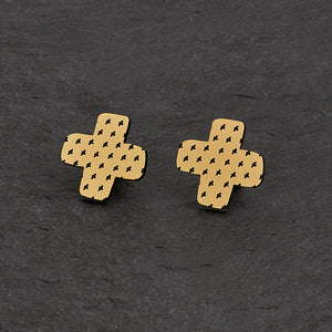 Pair Of Unisex Maine And Mara Unisex Gold BISOUS KISS Statement Studs, Handmade in Australia