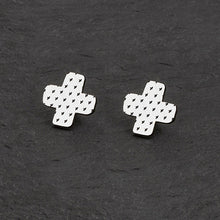 Load image into Gallery viewer, Pair Of Unisex Maine And Mara Unisex Silver BISOUS KISS Statement Studs, Handmade in Australia