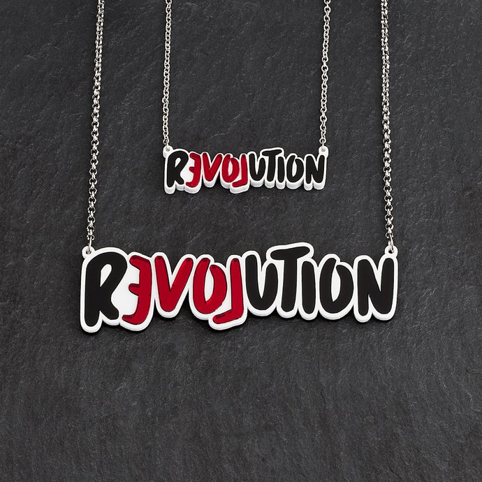 Handmade Maine and Mara LOVE REVOLUTION Statement Necklace in two sizes