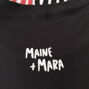 Maine and Mara Handprinted Organic Cotton T-shirt in BLACK