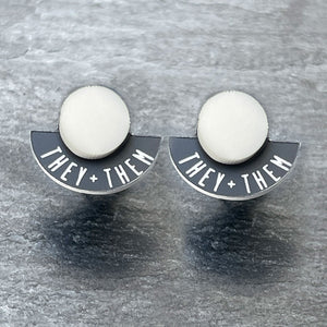Earrings FEARLESSLY FLUID Pronoun Studs Changeable Pronoun mini studs | statement earrings