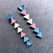 earrings MATCHING 8.5cm / STUDS TRANS TRIANGLE PRIDE DANGLES Long Transgender Flag handmade statement earrings Australia