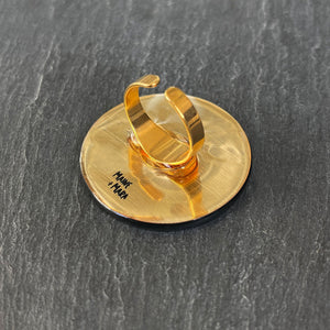 Ring WONDER WOMAN SHIELD RING | Black and Gold Adjustable Rings Art Deco adjustable rings | handmade in Sydney