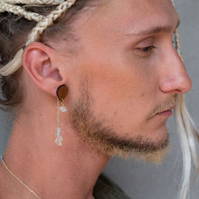 Load image into Gallery viewer, Jacket Earrings AJA Wooden Droplet Stud Earrings with crystal hanging back